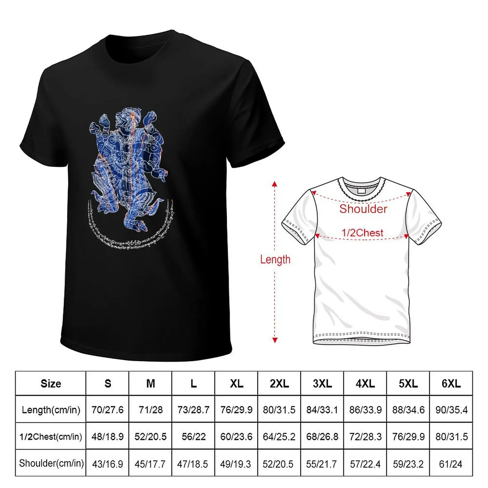 Thailand Hanuman Spiritual Good Fortune T-Shirt Simple Casual Short Sleeve Cotton T-Shirt