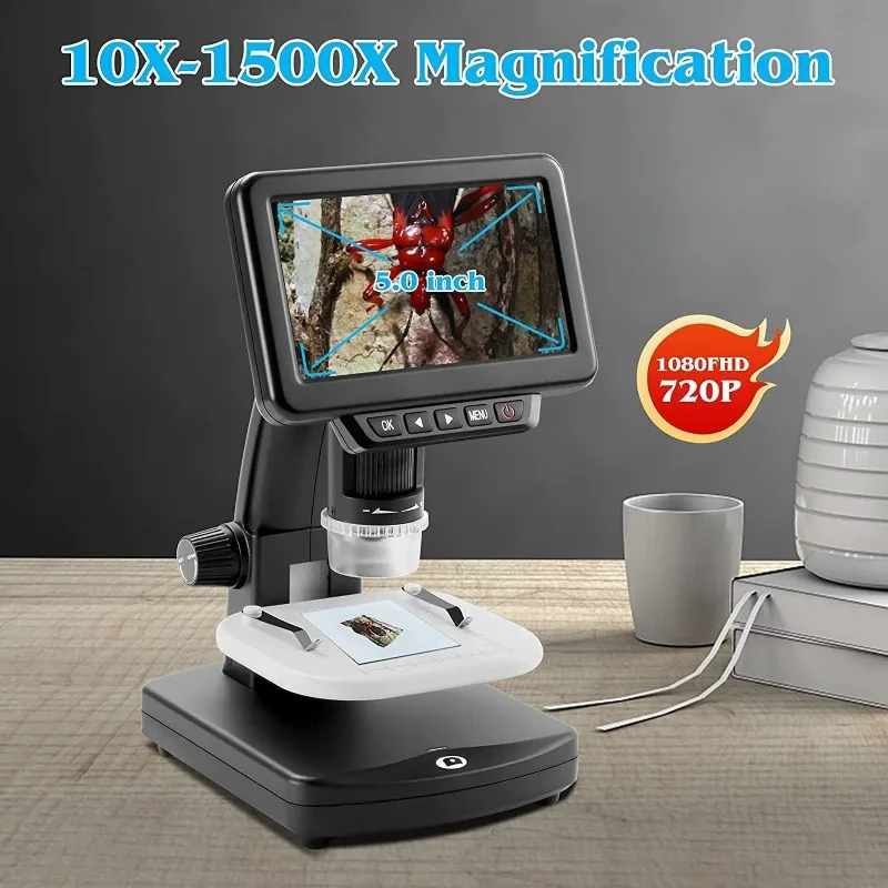 Industrial Digital Microscope HD Electronic Magnifier 1500X High Definition Zoom Camera for PCB Soldering Repair Jewelry