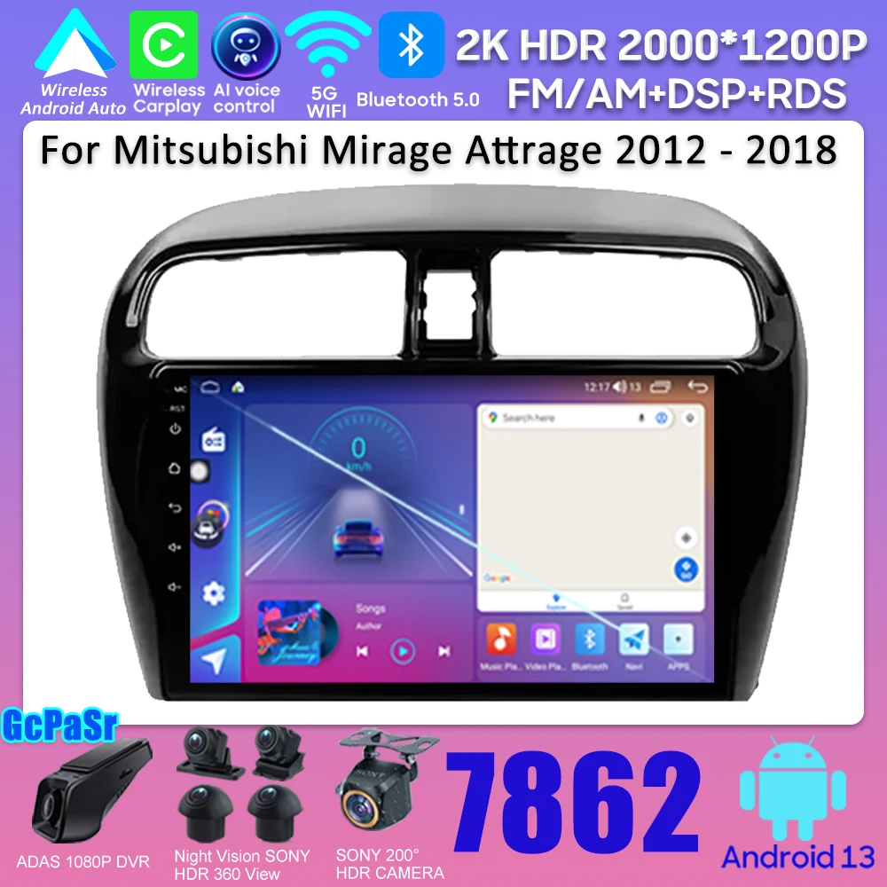 

Android Radio For Mitsubishi Mirage Attrage 2012 - 2018 Android Auto Stereo Head Unit No 2din DVD GPS Navigation Mirror Link DSP