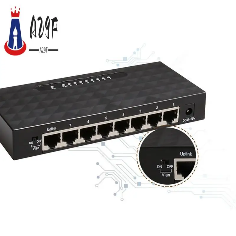 

A29F-8-портовый гигабитный коммутатор Ethernet Smart Switcher Высокопроизводительный сетевой коммутатор 1000 Мбит/с Концентратор RJ45 Интернет-инжектор