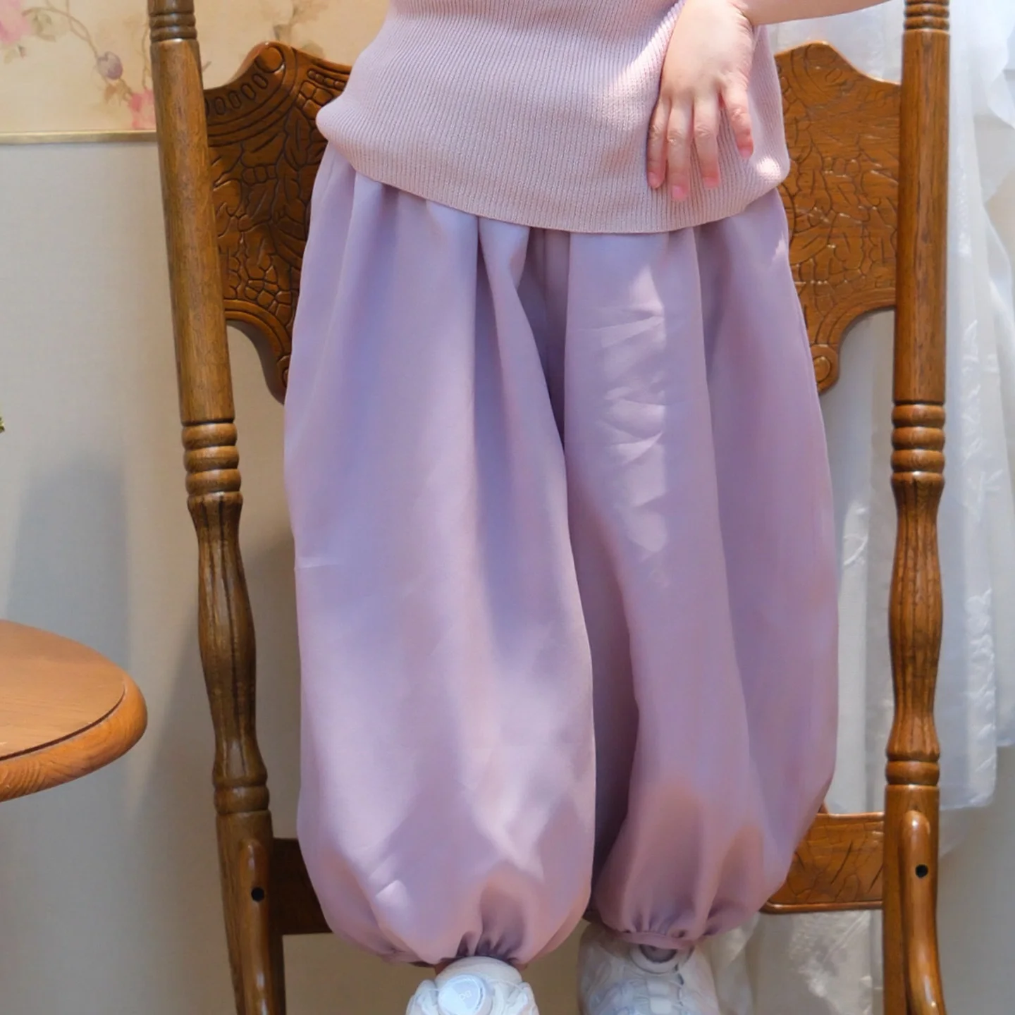 

Оригинальные фиолетовые брюки от комаров, прохладные и универсальные для лета, наряд для девочек, удобные и дышащие длинные брюки для детей