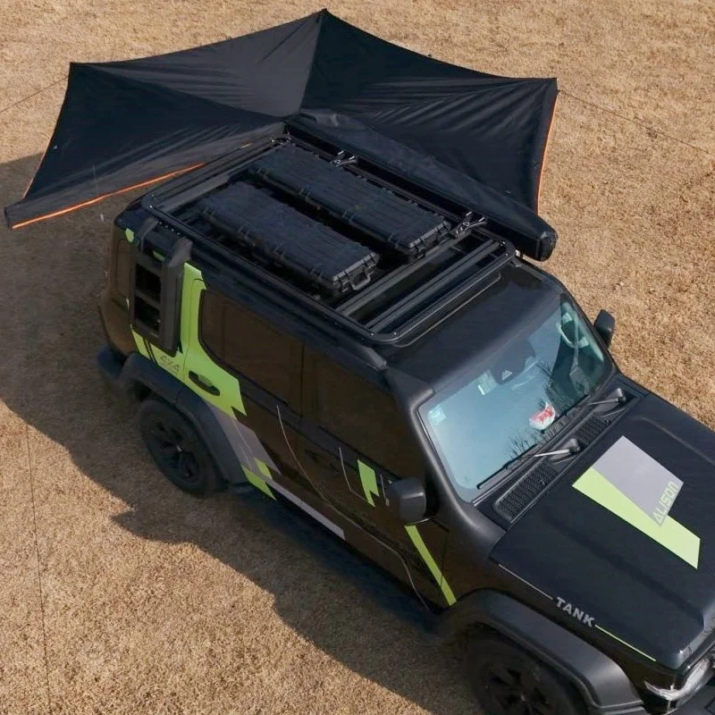 Outdoor Camping 270 Degree Free Standing Foxwing Awning With Sides Wall Car Side Awning with LED