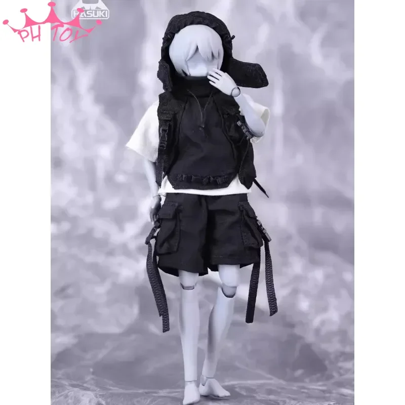 HASUKI 1/12 CS012 Female Soldier Mobile Girl Hoodie Top Shorts T-shirt Locomotive Clothes Set for 6