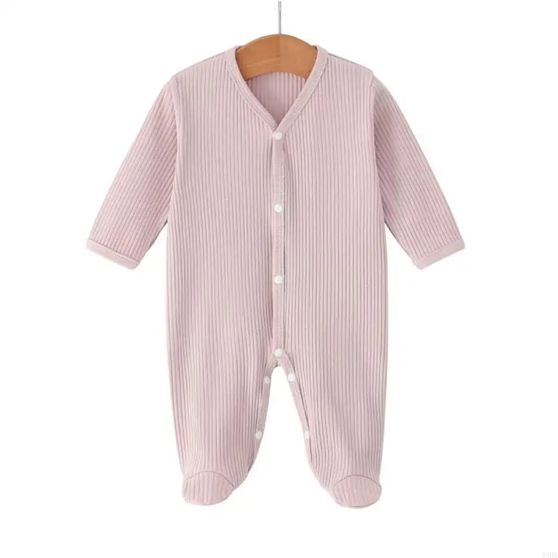 J2HD Baby Footed Romper Long Sleeve Bodysuit For Ease Of Wear Featuring Soft Fabric Simple Closure Mechanism