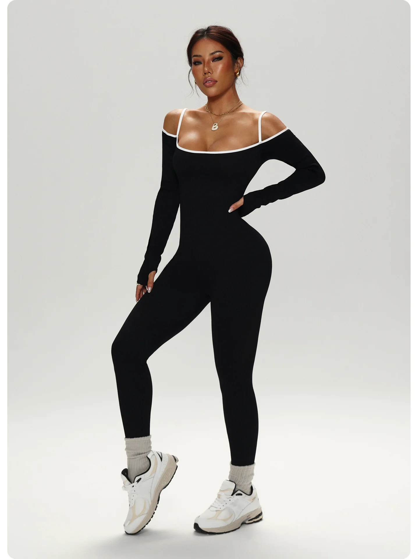 JHJN Naadloze dameskleding Oefening lange mouwen Yoga strapless jumpsuit Fitness nauwsluitend yogapak zonder rug