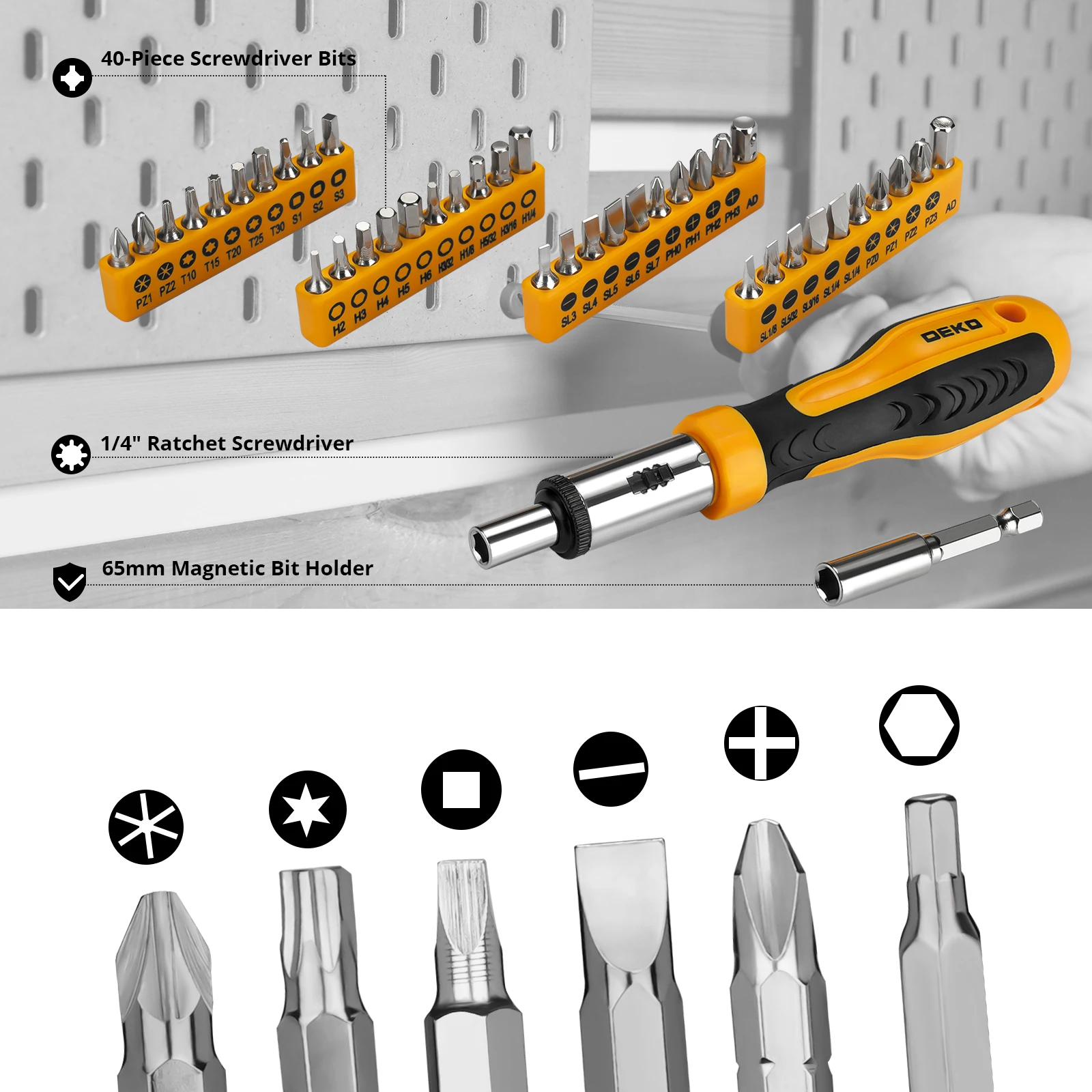 DEKO-Herramienta de reparación de automóviles DKMT228, llave de tubo, paquete combinado, juego de herramientas de mano con caja de herramientas de