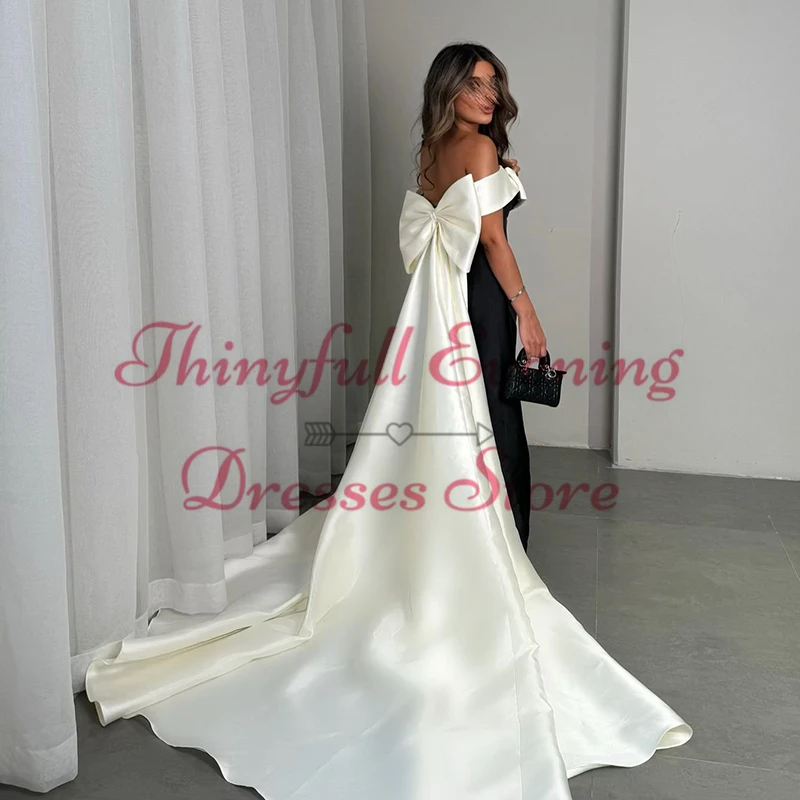 Thinyfull 2024 Mermaid Prom Evening Dresses Strapless Black and White Party Dress Formal Night Cocktail Prom Gowns Custom Size