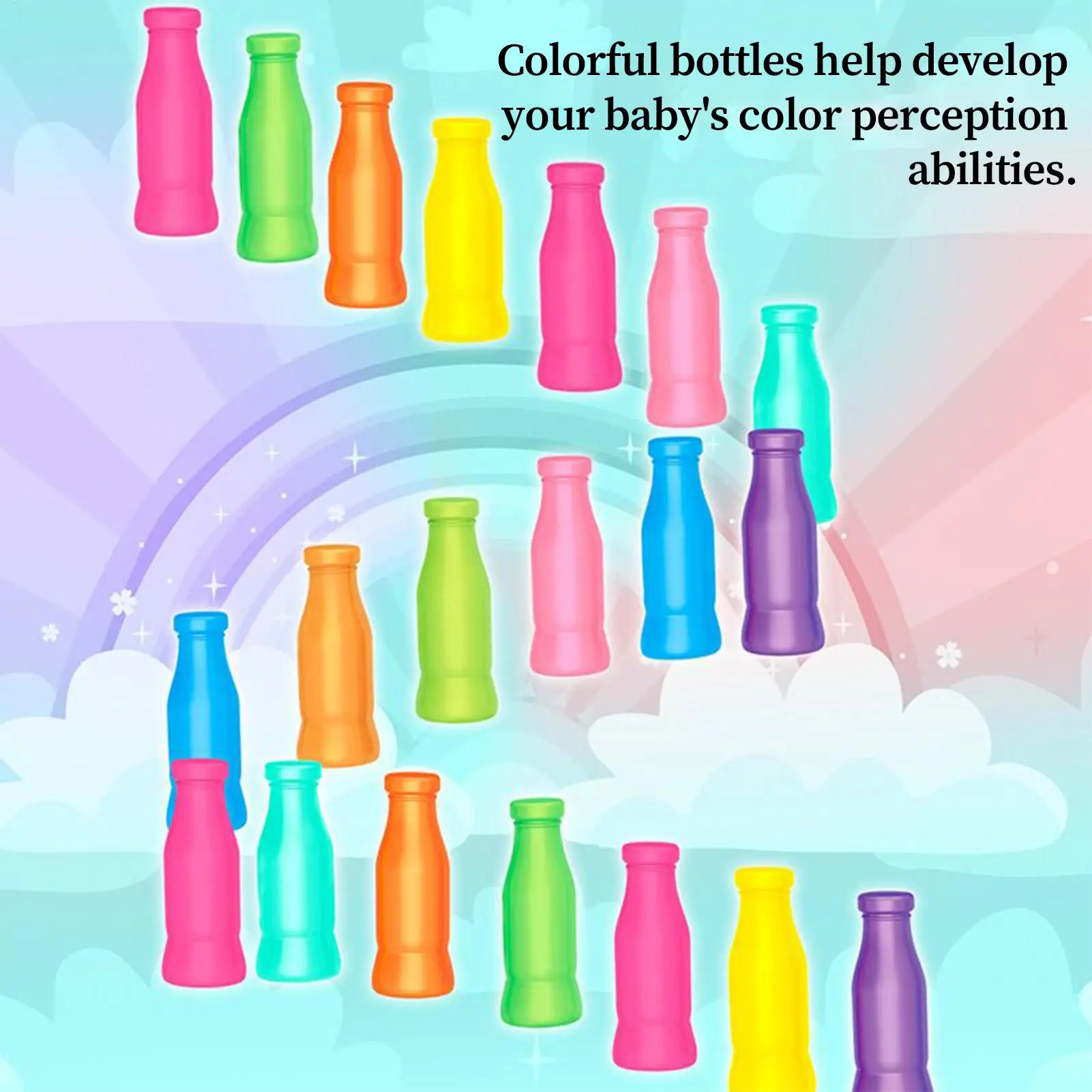 Fun Guessing Bottle Color Challenge Game Set Beverage Matching Toy Memory and Logic Thinking Training Educational Board ToyGift﻿