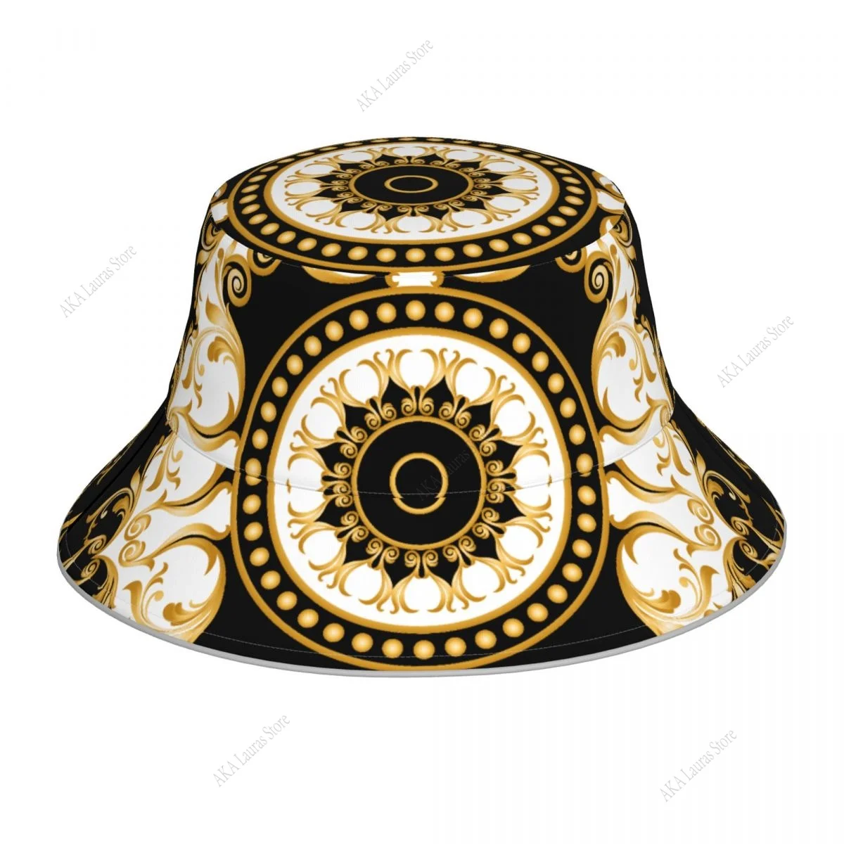 

New Fisherman's Hat Unisex Fashion Golden Luxury Floral Baroque Bob Cap Windproof outdoor Reflective Bucket Hat