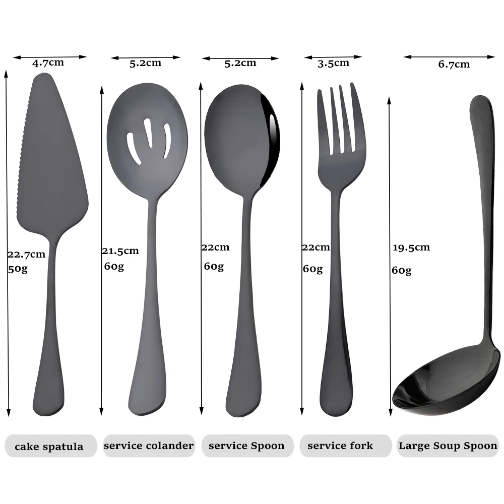 5/7Pcs Serving Utensils Dinnerware Set Buffet Catering Cutlery Flatware Serving Colander Spoons Fork Silverware Set