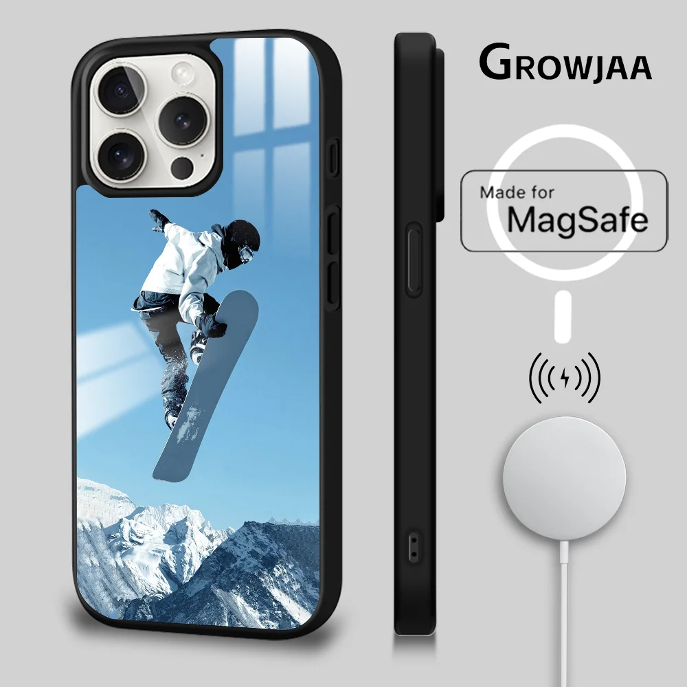 Skiing Snow Snowboard Ski Phone Case For iPhone 16 15 14 13 12 11 Pro Max Plus Mini Magsafe Mirror Wireless Magnetic Cover