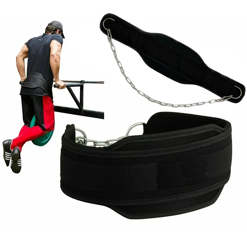 Chain Heavy Duty Weight Lifting Belt with Chain Dipping Belt Pull Up Chin Up Kettlebell Barbell Fitness Gym Thicken Belt