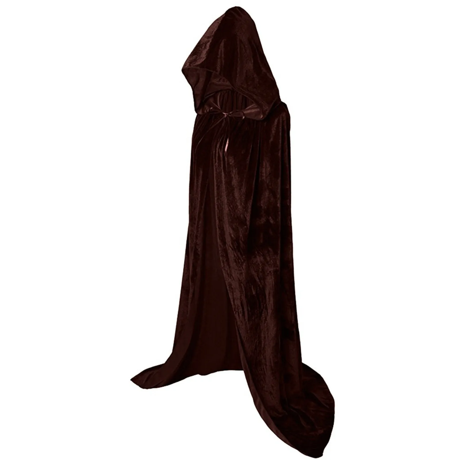 Halloween Pleuche Velvet Cloak Cape Hooded Medieval Costume Witch Wicca Masquerade Halloween Cosplay Costume Cape