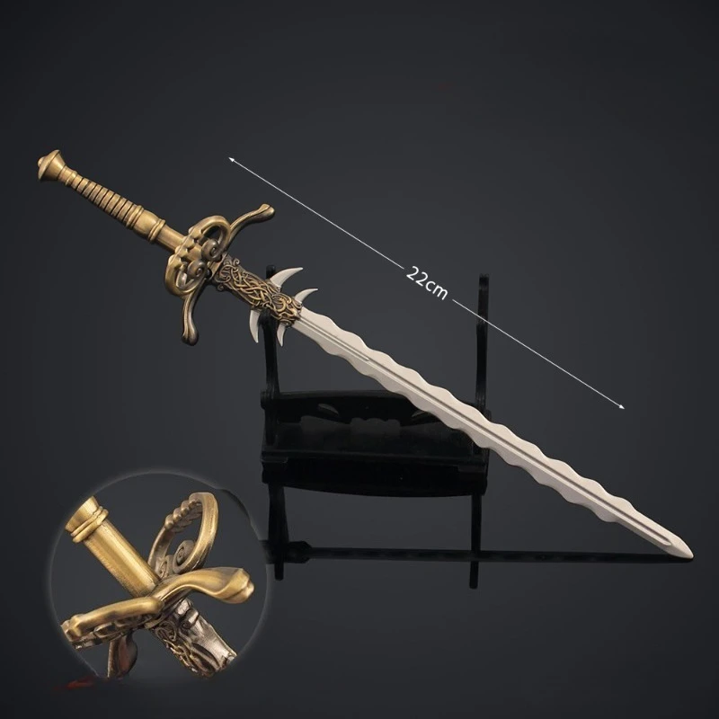 22cm/8.66in diablo 2 espada de mão dupla dentes grossos serra grande jogo armas modelo liga brinquedo colecionável ornamentos decorativos meninos