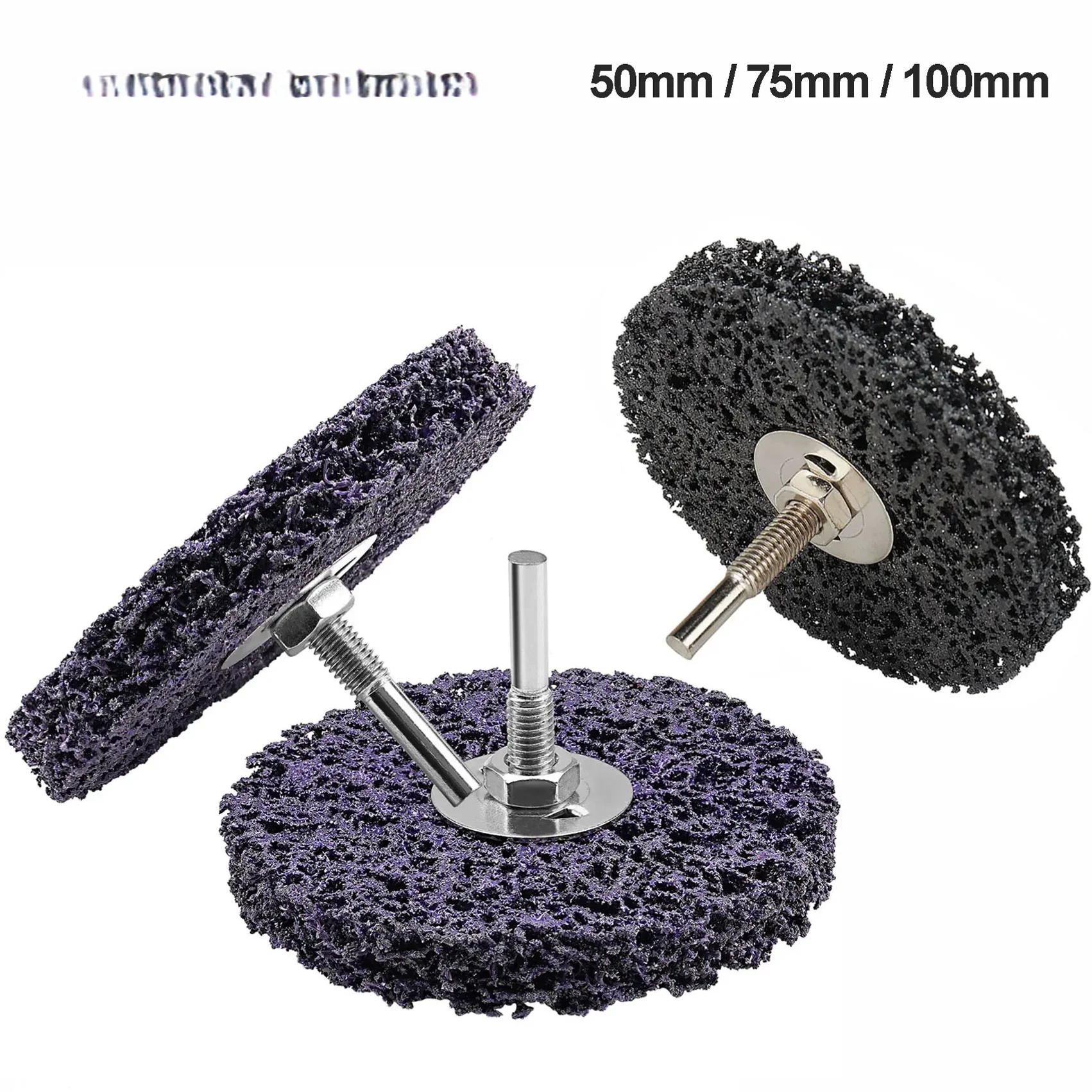 50/75/100mm Coral Stripe Disc 6mm Shank Cleaning Strip Wheel  Drill Rotating Grinding Tool for Metal Rust Removal Deburring 1Pc