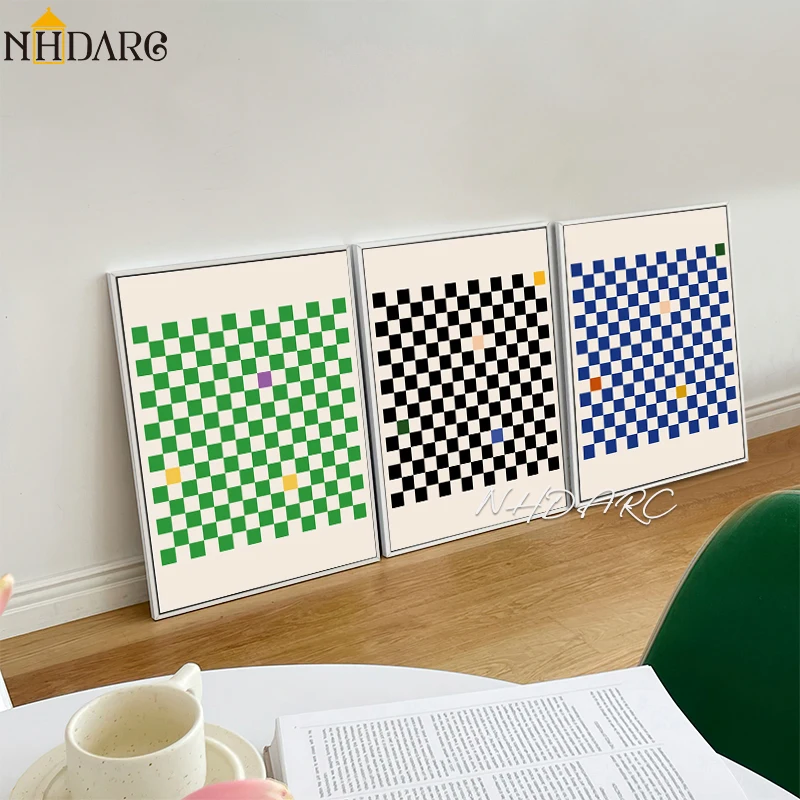 Wall Art Canvas Print Painting Posters Pictures Fashion Grid Checkerboard Online Celebrity Modern Nordic Living Room Home Decor