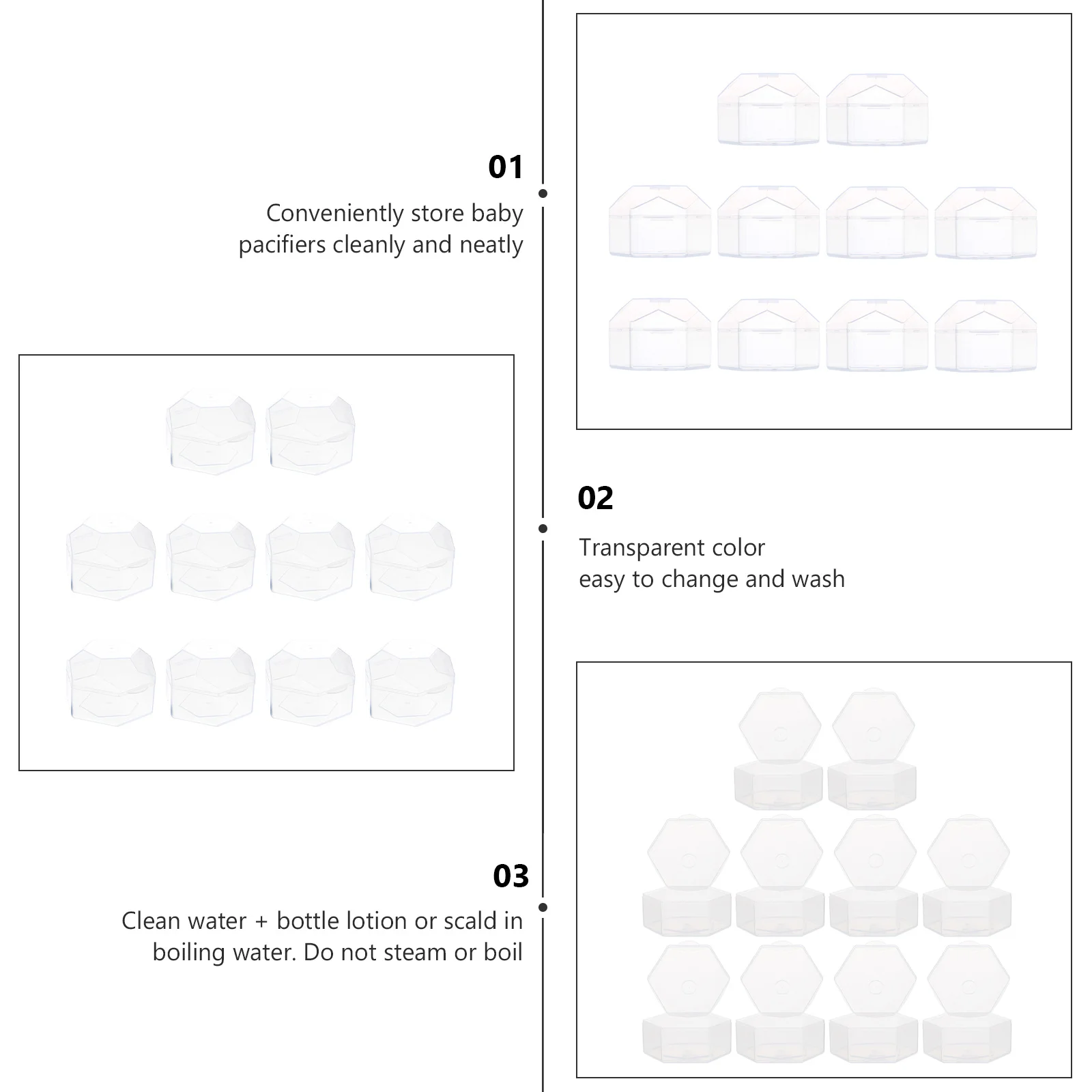 

10Pcs Pacifier Storage Boxes Baby Portable Infant Pacifier Case Durable Transparent Protective Container Practical and