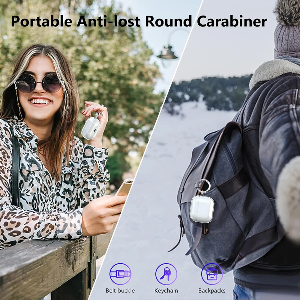 Transparent Case For AirPods 1 2 3 Pro Pro2 Clear Soft TPU Wirelsss Headphones Protective Cover with keychain