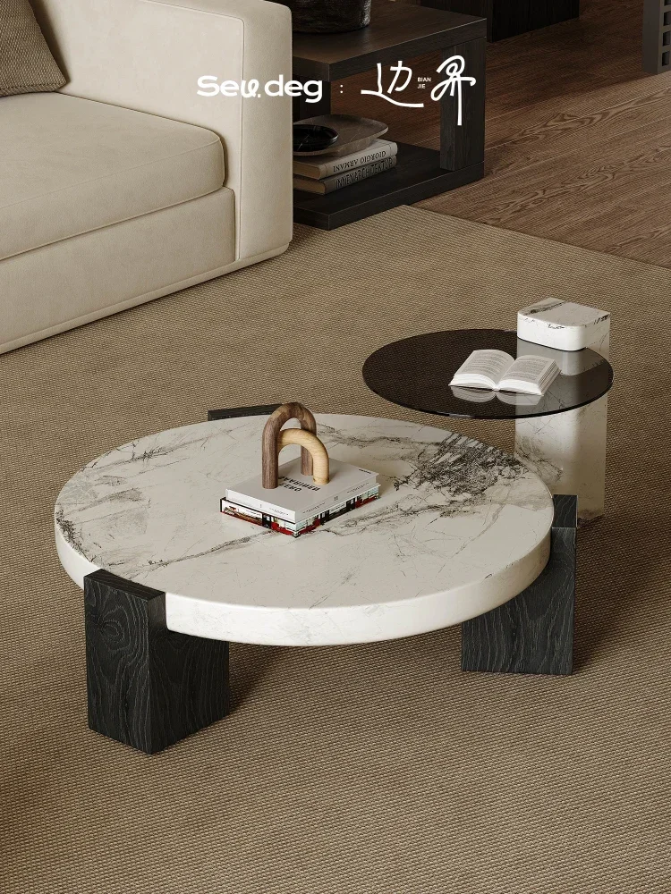 Marble Coffee Table Living Room Light Luxury Designer Creative round Height Combined Tea Table