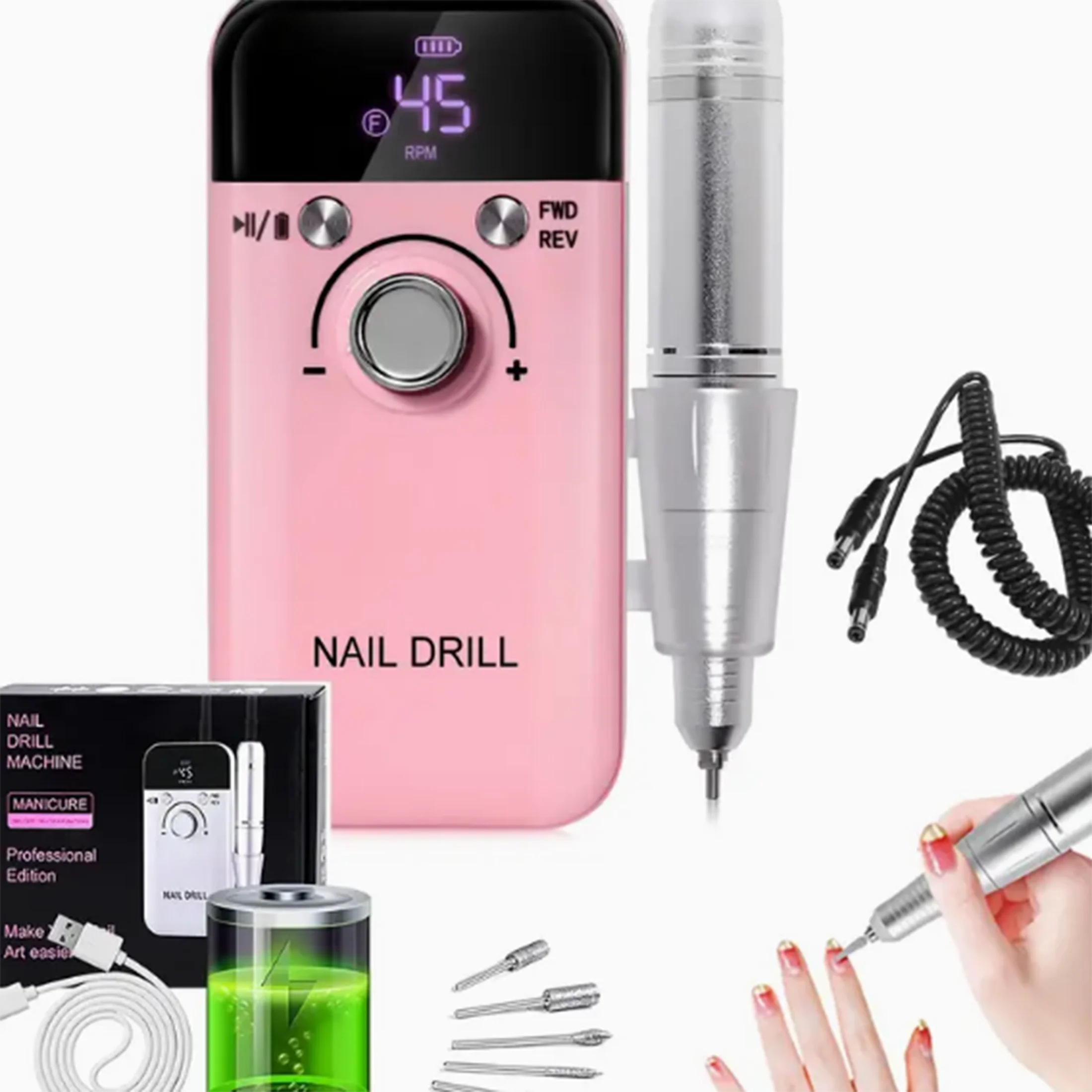 45000 RPM Nagelboormachines Machine Elektrische Boor Voor Nagelschuurmachine voor Gel Nagels Polijsten Voor Thuis Salongebruik