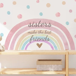 Boho Watercolor Sunshine Rainbow Dot Wall Stickers for Kids Room Decor Girls Bedroom Living Room Home Decoration Wall Decal Glow
