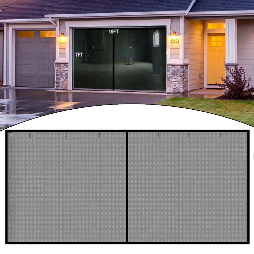 Easy Installation Garage Screen Doors 16x7 Feet Size Fiberglass Material Hands-Free Access Pet-Friendly Screen