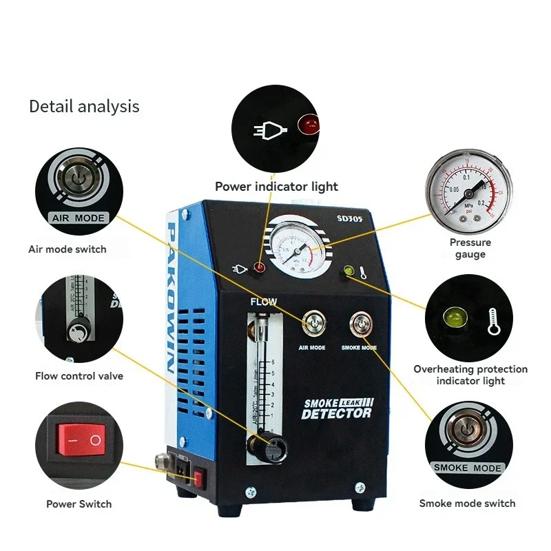 

Full New Automobile Smoke Leak Detector Smoke Machine Engine Intake Leakage Fault Detection Maintenance Leak Detector