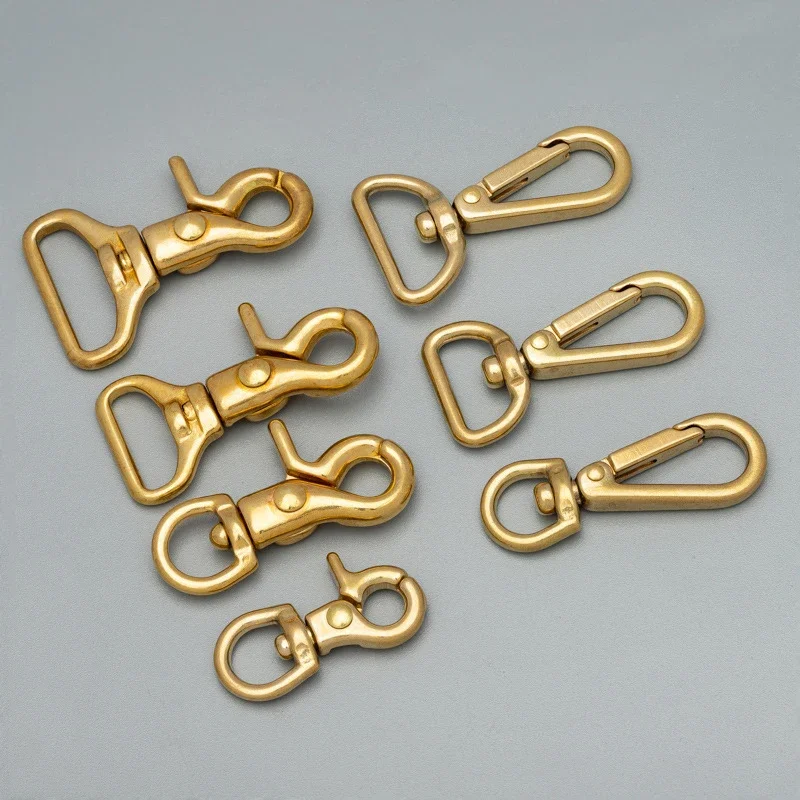 Solid Brass Snap Hook Bolt Trigger Clip Rotatable Lobster Clasps for Leather Craft Bag Strap Belt Webbing Pet Dog Rope Leashes