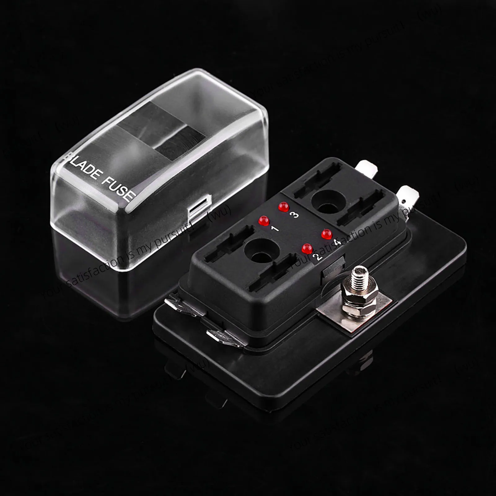 4-Way Circuit Blade Fuse Box Block Holder with Light Emitting Diode Warning Light Kit for Automotive Van Marine