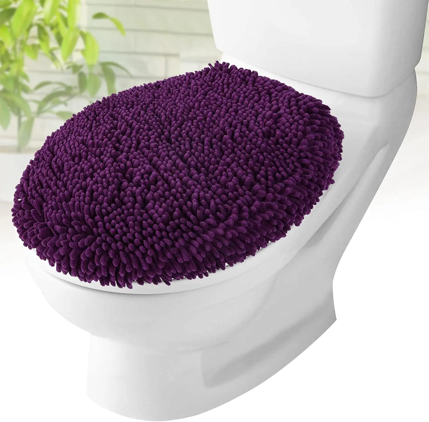 

Plush Microfiber Oval Toilet Seat Cover for Bathroom, Machine Washable Elongated Stretches up to 21"x19"