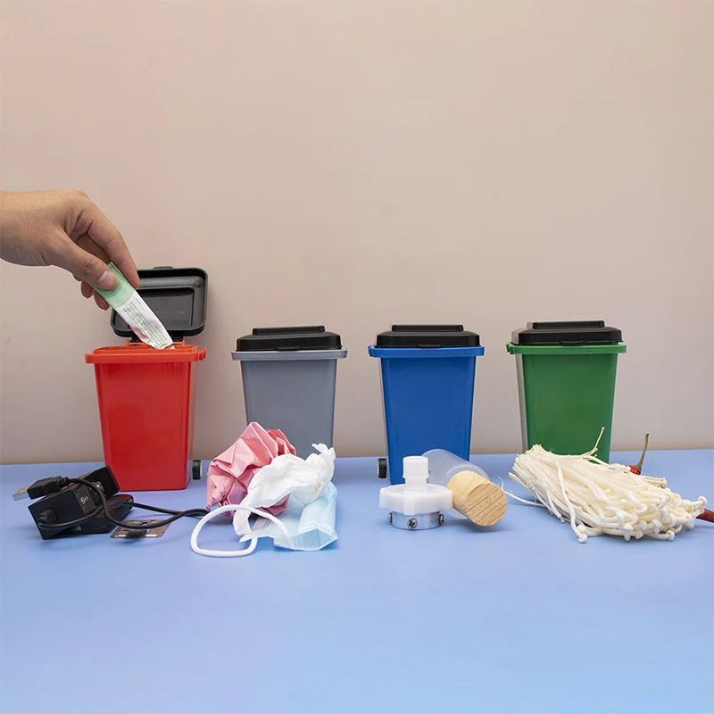 Creative Mini Trash Can Desktop Waste Bucket Garbage Bin Office Countertop Pen Holder Home Decor Multifunctional Organizer Box