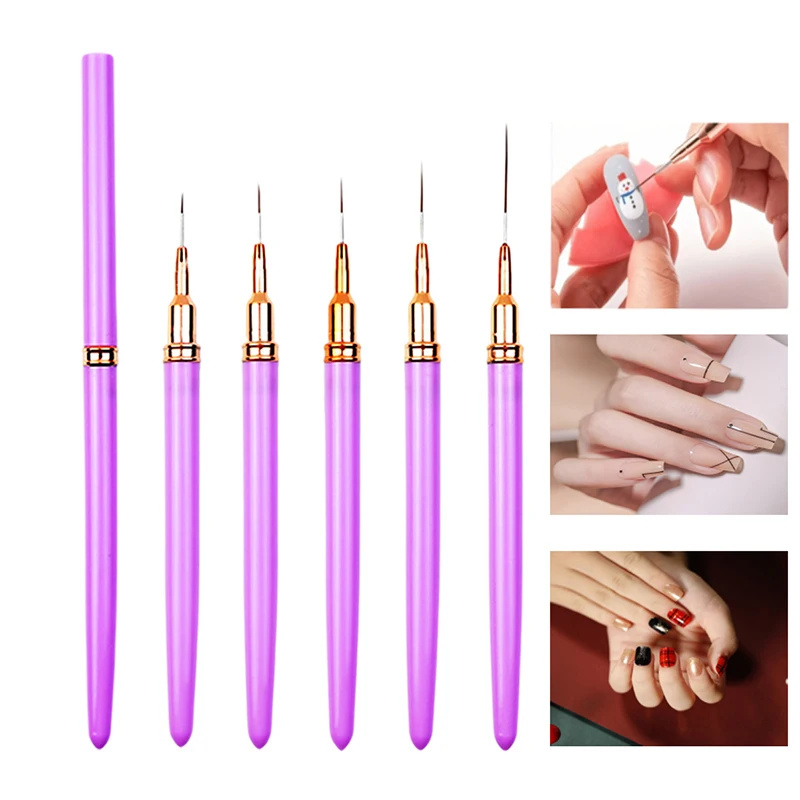 

6/9/11/ 15/23mm Nail brush UV gel nail brush set 5Pcs French stripe line painting Drawing Flower Pen Manicure Tools