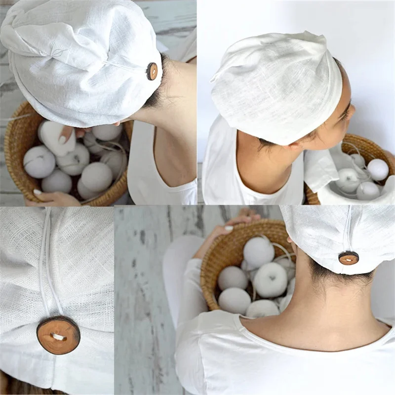 Linen Hair Drying Cap Super Absorbent & Quick-Drying Towel Artifact Wrap Headscarf Japanese-Style Adult Women Shower Caps TJ7239