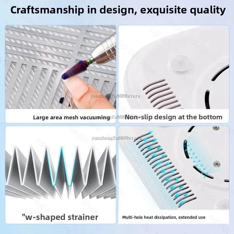 Nail Art Vacuum Cleaner, Turbo Brushless Silent Nail Dust Collector, Large Suction Grinding Dust Filter for Desktop Manicure