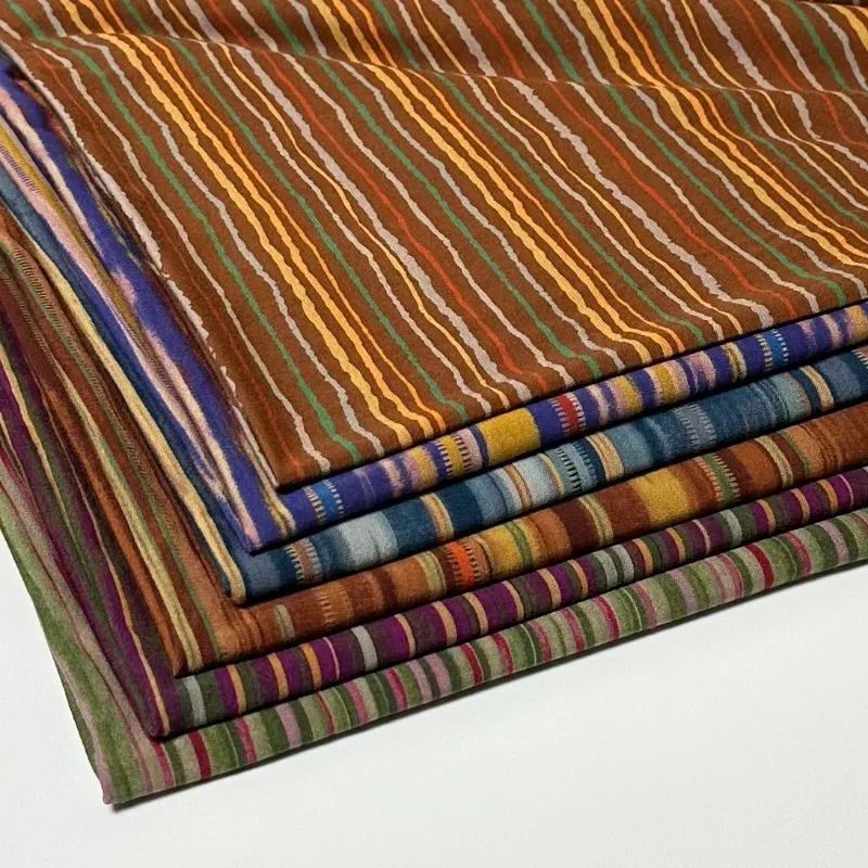 Summer Knitted Stretch Ice Striped Fabric for Drape Soft Coat Dress Clothing Design Cloth Diy By The Meter Sewing Material