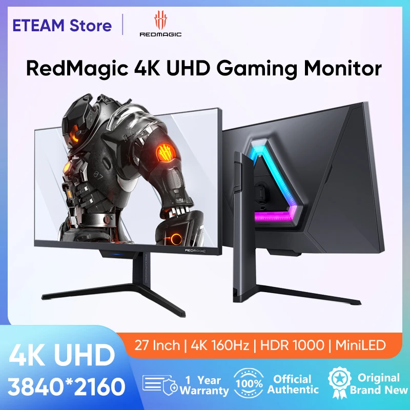 

Nubia-RedMagic UHD Gaming Monitor, 27 Inch, 4K, UHD, 160Hz, HDR1000, MiniLED, E-sports Display, FreeSync & G-Sync, RGB 16:9 Comp