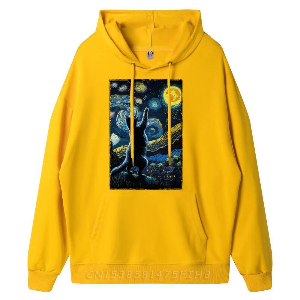 

Starry Night Cat Van Gogh Style Cat Lovers Cat Mom Cat Dad Graphic Sweatshirts Harajuku Korean