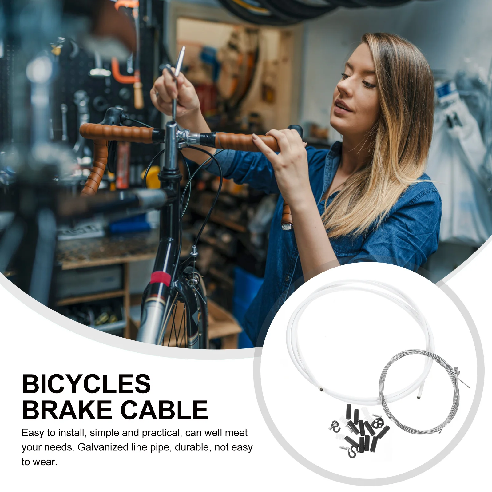 

2Sets Bike Brake Cables Professional Bicycle Brake Wires Durable Tough Practical Road Mountain Folding Bikes Accessories