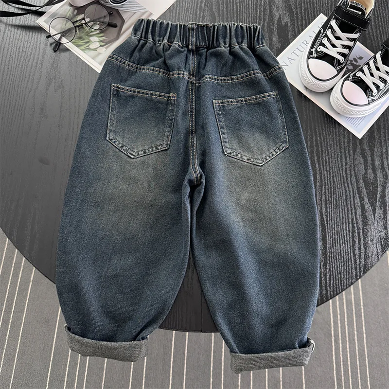 CNUM Boys' Washed Jeans Autumn New Arrival Kids' Cool Animal Ripped Pants Baby Fashionable Loose Trousers