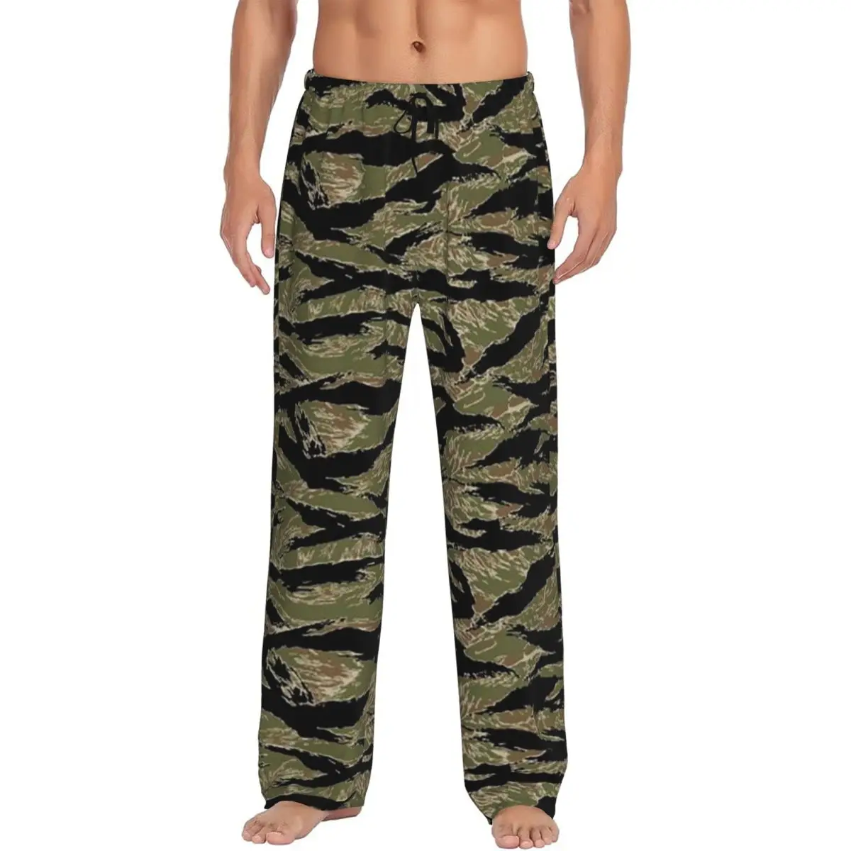 Custom Tiger Stripe Camouflage Military Camo Pajama Pants Men Sleepwear Sleep Lounge Bottoms with Pockets