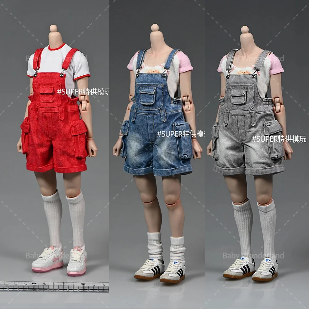 

1/6 Scale Cowboy Cargo Jeans Suspenders Shorts Clothes Accessories Model Fit 12'' TBL PH Female Action Figure Body Dolls