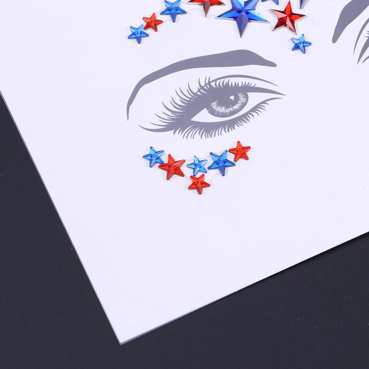 كريستال الوجه ملصق الخماسي تصميم الاكريليك الحفر الراين للعيون الجبين الخدين الجسم احتفالي ارتداء حزب البهجة #4