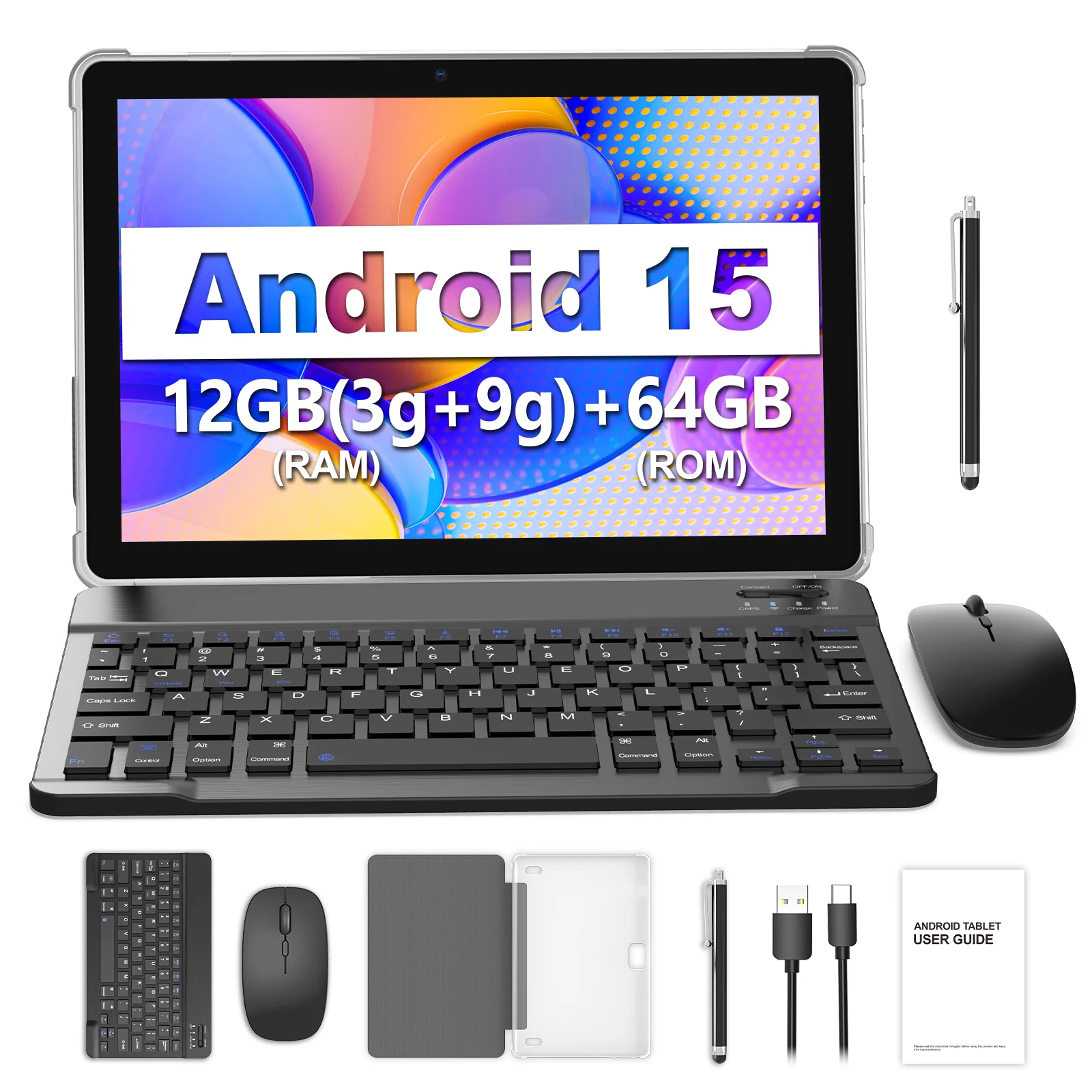 

10-дюймовый планшет BAKEN Android 15, 128 ГБ ОЗУ + 9 ГБ + хранилище 64 ГБ, расширяемая память 1 ТБ, Wi-Fi 6, Bluetooth, Google GMS