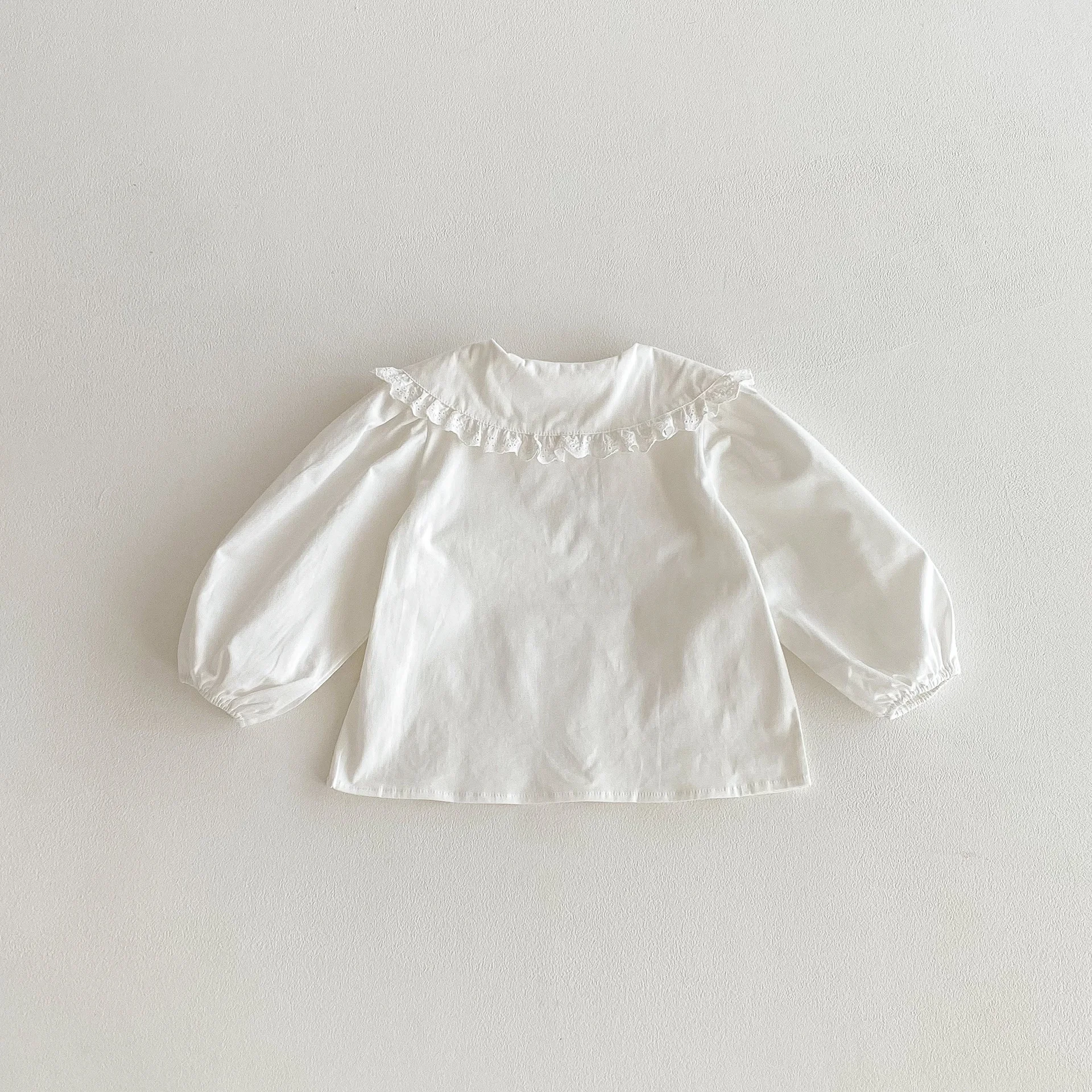 Kinder Mädchen Spitze T-Shirt Kinderkleidung Baby Kleinkind Kinder Langarm Kragen T-Shirts Vielseitige Basisschicht Herbst Frühling Tops 1-8T – Detail 3