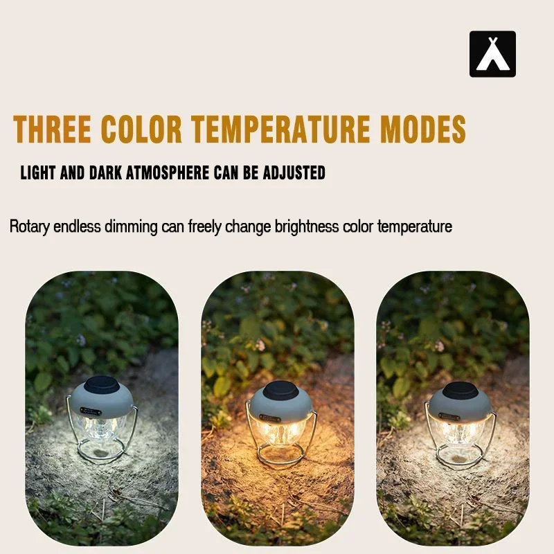 Portable Retro Camping Lamp LED Working Light Outdoor Hooking Torch Multi-functional Emergency Light Waterproof Tent Lamp