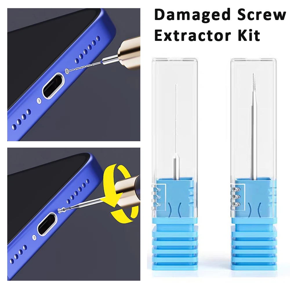 Kit Profissional Extrator de Parafusos Danificados para Remoção de Parafusos Quebrados e Danificados, Ferramenta de Reparo para Celulares, Tablets e PCs, Remove Parafusos Deslizantes