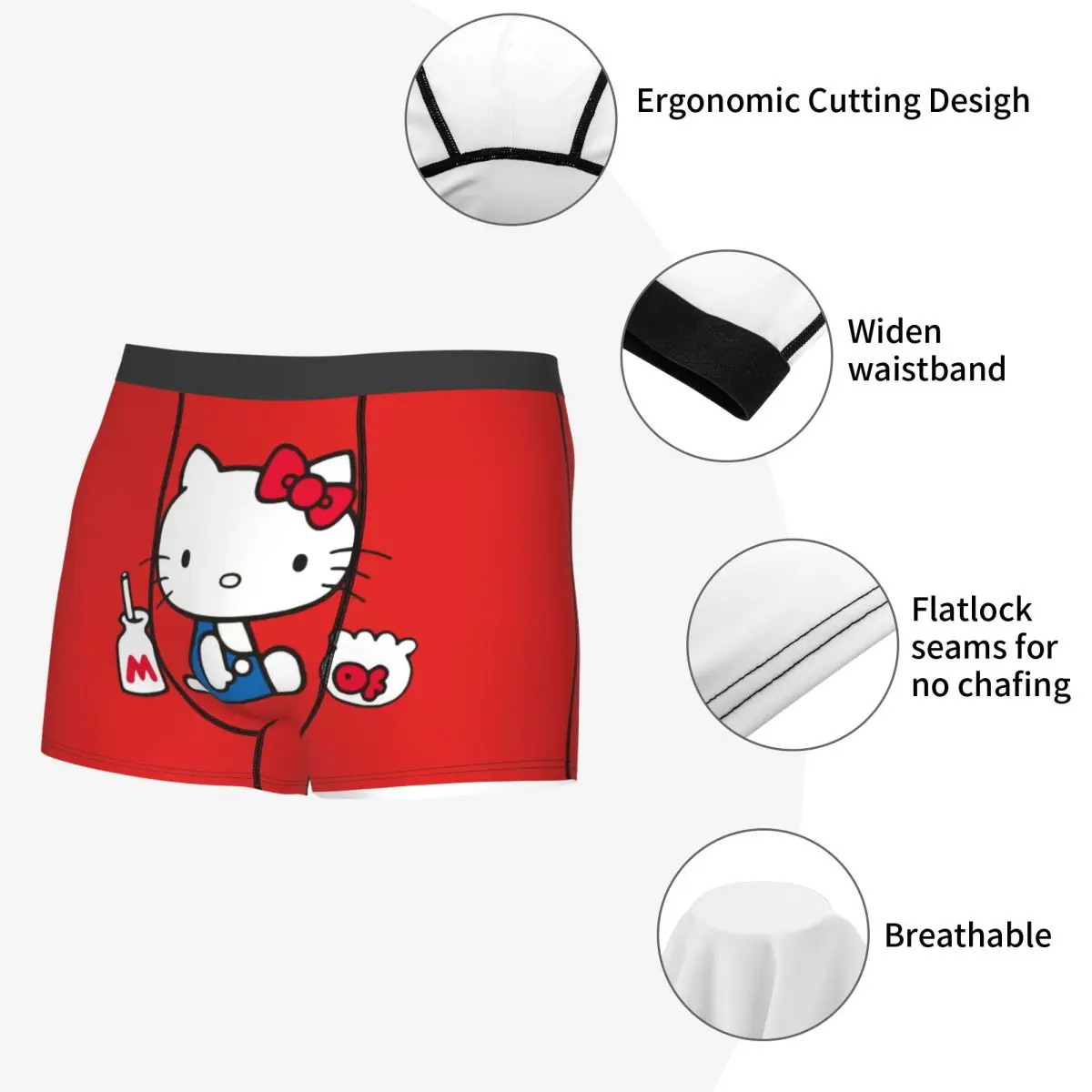 Pantaloncini boxer Hello Kitty personalizzati Slip da uomo Kawaii Cartoon Intimo Mutande divertenti