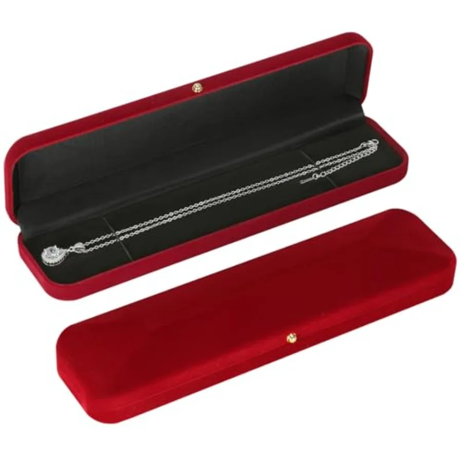 

2 Pieces Velvet Necklace Bracelet Gift Box, Jewelry Long Bracelet Holder case, Chain Display Storage Box for Women men girl