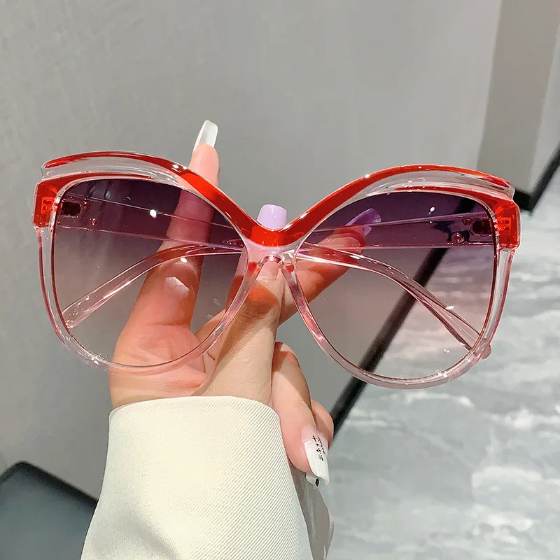 Ins Trend Oversized Butterfly Sunglasses Luxury Texture Anti UV Slim Face Design Street Shooting Holiday Women Statement Eyewear