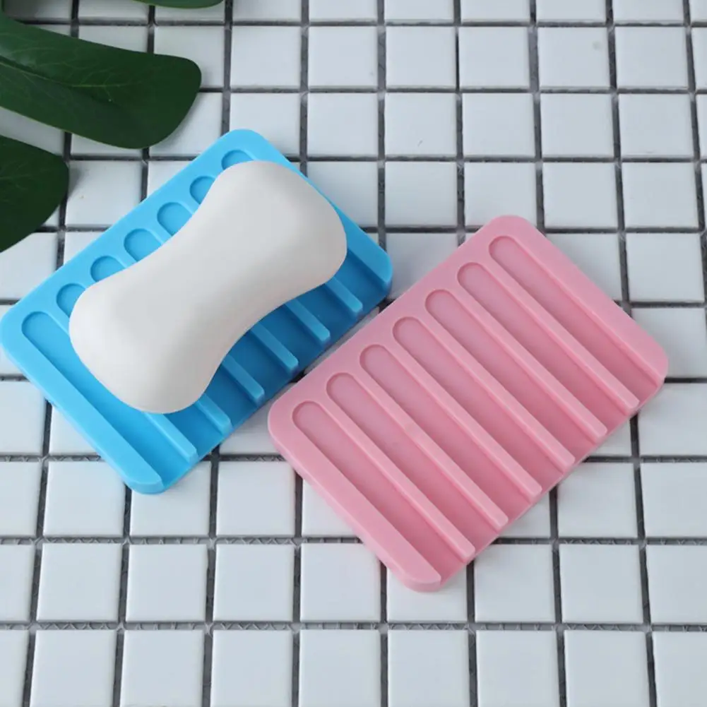 11.4*8cm Soap Holder Quick Self-draining Anti-skid Flexible Bathroom Soap Storage Tray Organizer Home Hotel Kitchen Soap Rack